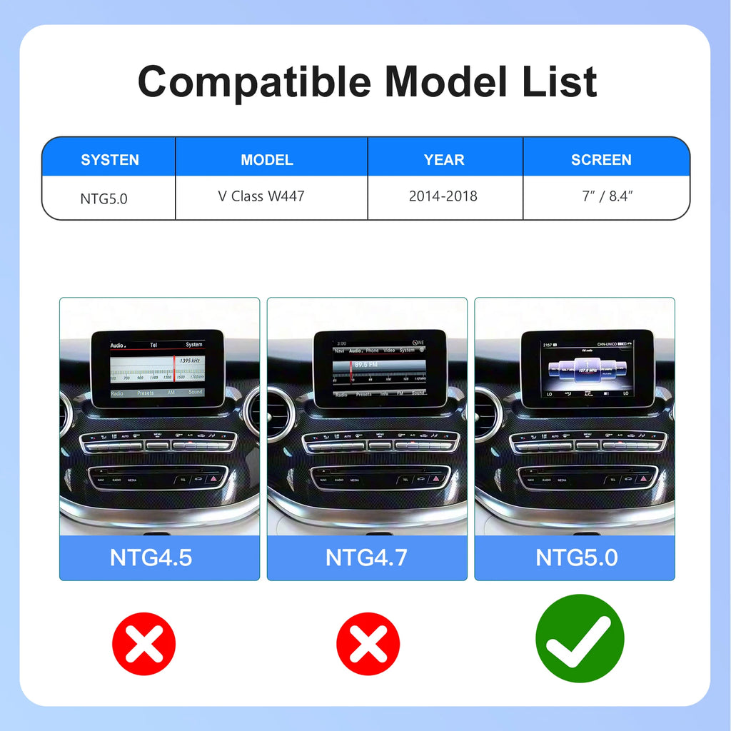 Wireless CarPlay Android Auto For Mercedes Benz V Class W447 V250 V260 with AirPlay Mirror