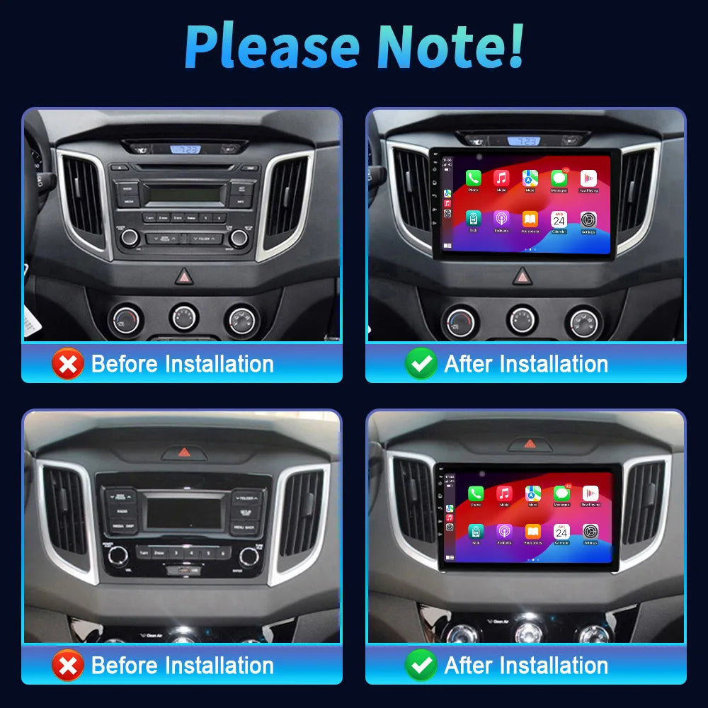 Android 14 For Hyundai Creta IX25 2015-2019 Auto Car Radio Multimedia Navigation Wireless