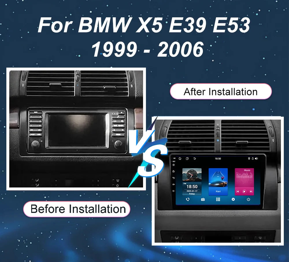 Android 14 Car DVD Carplay For BMW X5 E39 E53 1999 - 2006 Auto Radio Stereo GPS Navigation