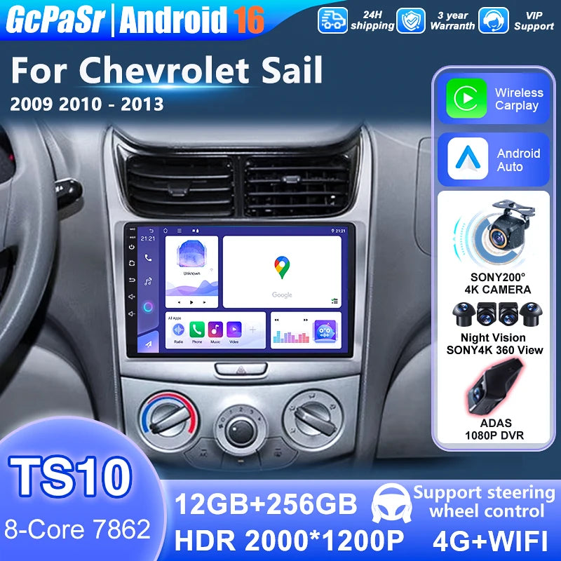 Android 15 For Chevrolet Sail 2009 2010 - 2013 Carplay Multimedia Car GPS Player Navigatio