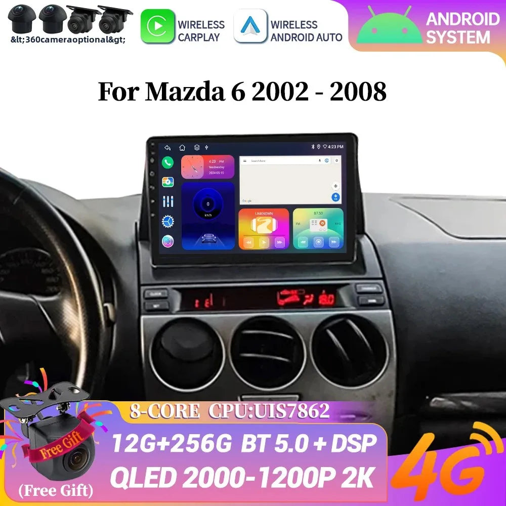 Android 14 Car Radio 4G GPS Multimedia Navigation Android Auto Wireless BT Carplay Head Un