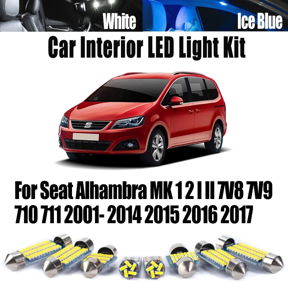 LED Interior Light Kit for Seat Alhambra MK 1 2 I II 7V8 7V9 710 711 2001- 2015 - Canbus Dome Map Door Trunk Bulbs | ...