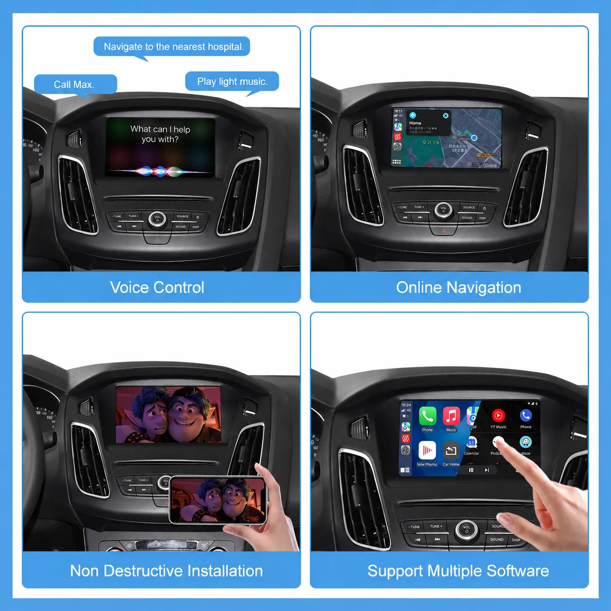Wireless Carplay Android Auto for Ford Sync2 System Explorer Focus Fiesta C-max Edge F-150