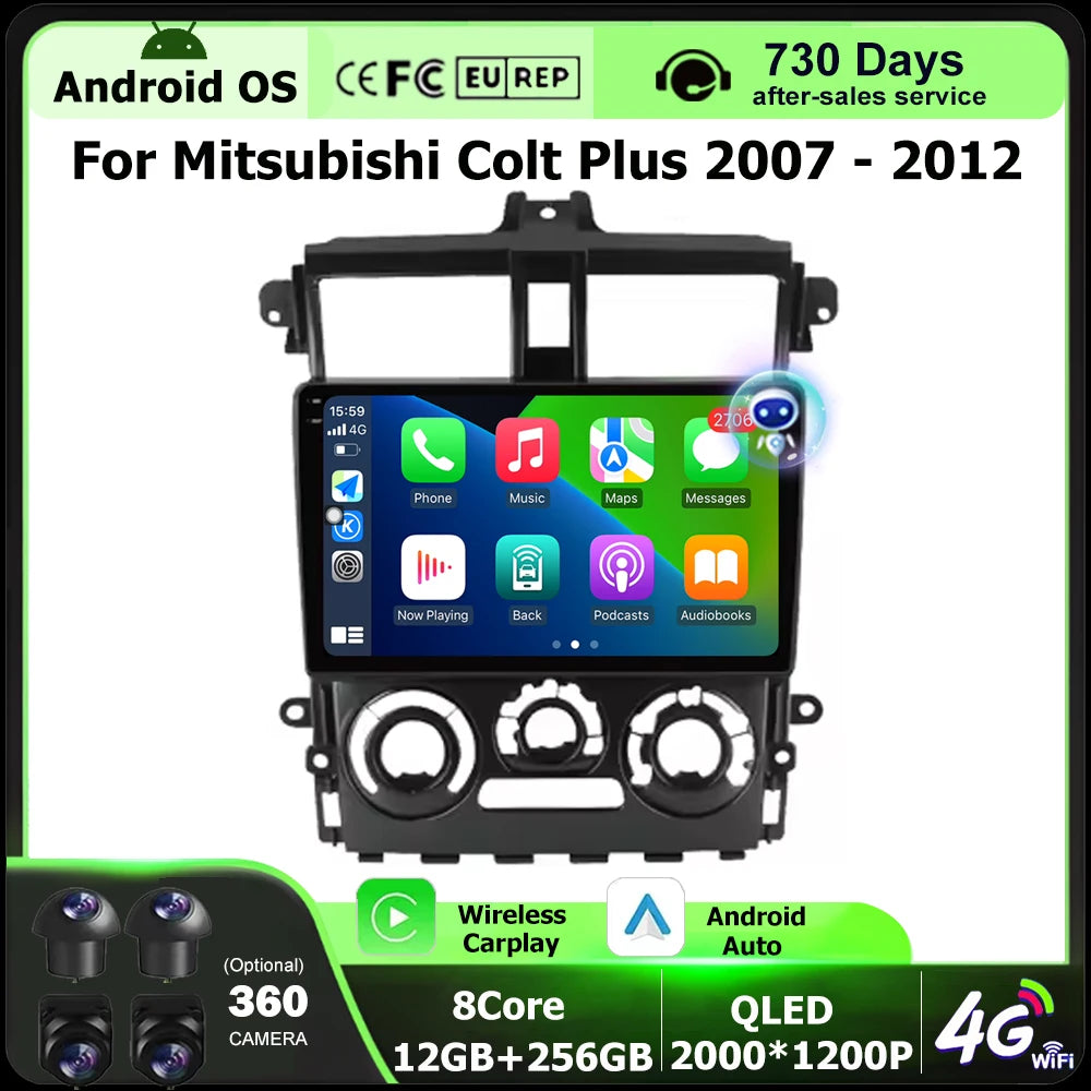 9 Inch For Mitsubishi Colt Plus 2007-2012 Android 16 Auto Car Radio Multimedia Video Playe