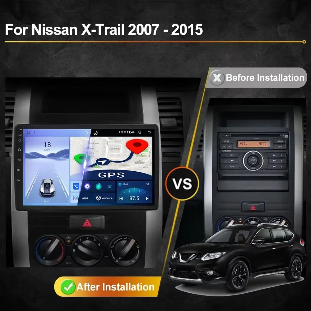 For Nissan X - Trail X Trail 2 T31 2007 - 2015 Android 16 2K QLED Car Radio Multimedia Vid
