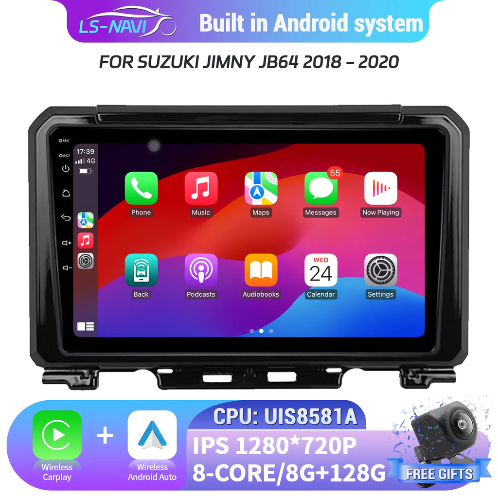 Android 14 Car Radio Multimedia For Suzuki Jimny JB64 2018-2020 with Wireless Bluetooth Ca