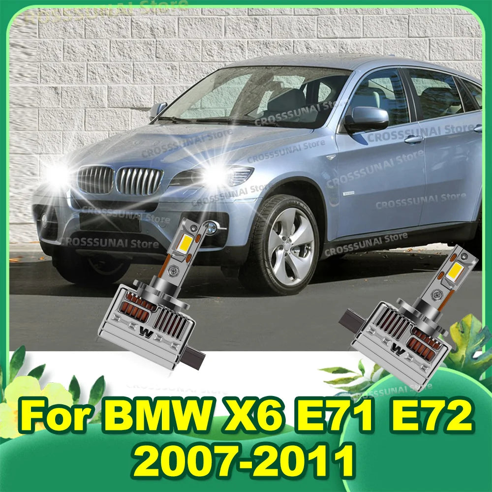 LED Car Headlights Bulbs Turbo Lights 6000K 50000LM Plug&Play HID Kit For BMW X6 E71 E72 2