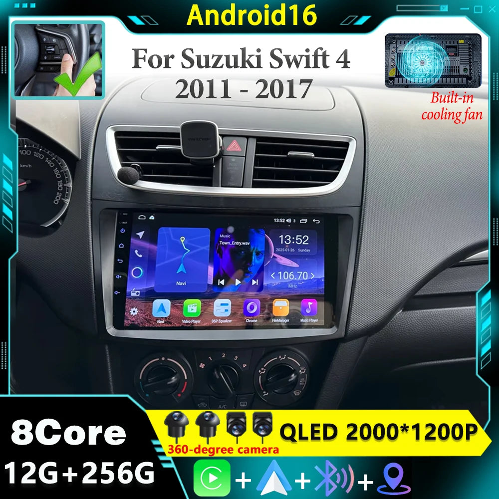 Android 16 For Suzuki Swift 4 2011 2012 2013 - 2017 Wireless Android Auto Carplay Car Radi