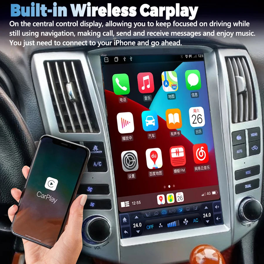 Android 14 12.1'' Radio For Lexus RX RX300 RX330 RX350 2005 Car GPS Navigation Stereo For  | AUTOKITSHOP