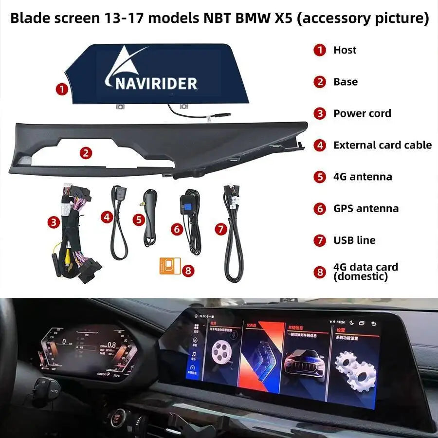 12.3" 256G Blade Screen CarPlay For BMW X5 F15 X6 F16 2013 - 2018 Android 13 Qualcomm Mult | AUTOKITSHOP