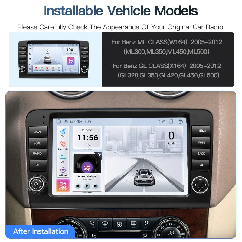 SZLELV 9inch For Mercedes Benz GL Class X164 ML W164 Android Auto Carplay Audio Bluetooth