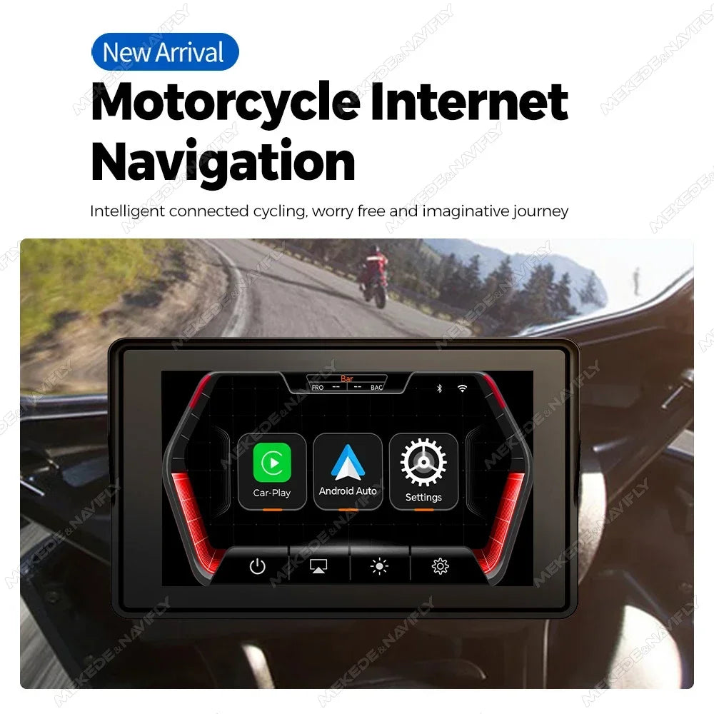 5inch Moto Navigation GPS Wireless Android Auto for Apple Carplay Motorcycle IP67 Waterpro | AUTOKITSHOP
