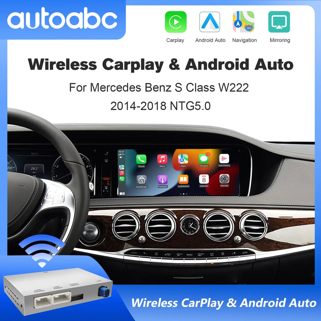 Wireless CarPlay Android Auto for Mercedes Benz S-Class NTG5.0 W222 W217 2014-2018 with Su