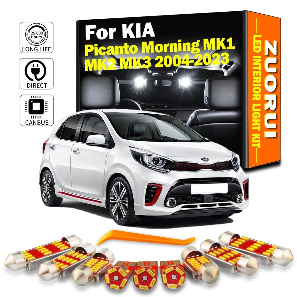 LED Interior Light Kit for KIA Picanto Morning MK1 MK2 MK3 2004-2018 - Canbus Dome Map Door Trunk Bulbs | AUTOKITSHOP
