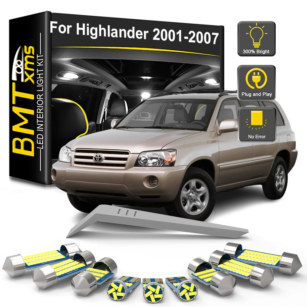 11-Piece LED Interior Light Kit for Toyota Highlander Kluger - Canbus Error-Free Bulbs | AUTOKITSHOP