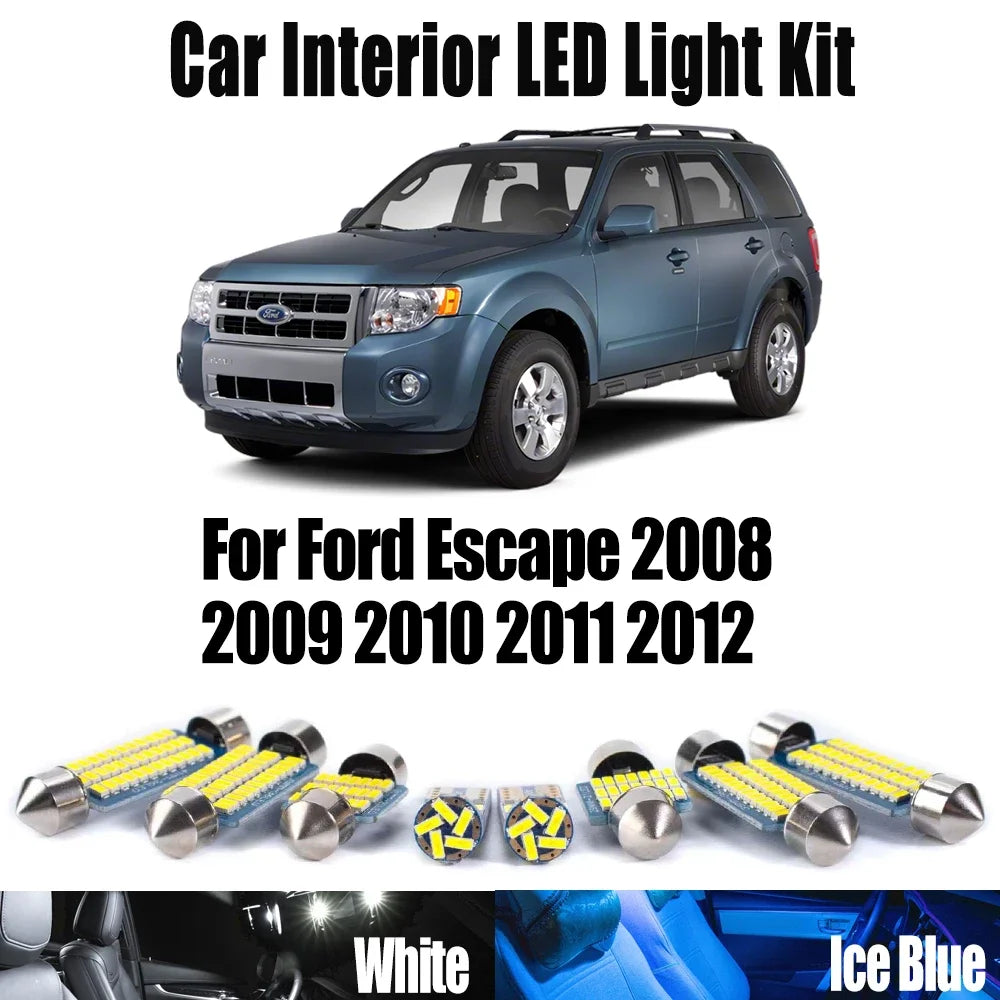 13-Piece LED Interior Light Kit for Ford Escape 2008- 2010 - Canbus Dome Map Door Trunk Bulbs | AUTOKITSHOP