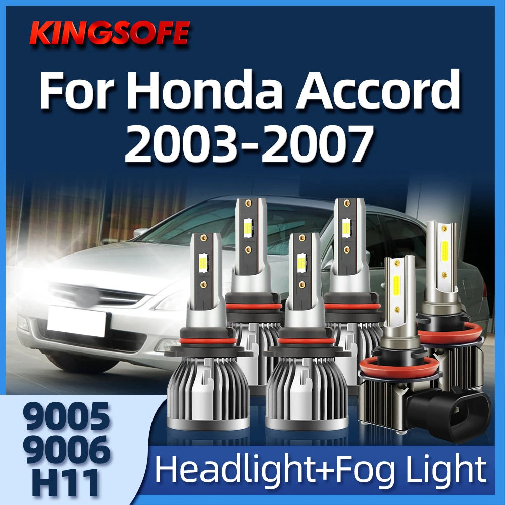 KINGSOFE 2/6Pcs LED Headlight High Low Beam Fog Lamp 9005 9006 H11 6000K Car Light Fit For