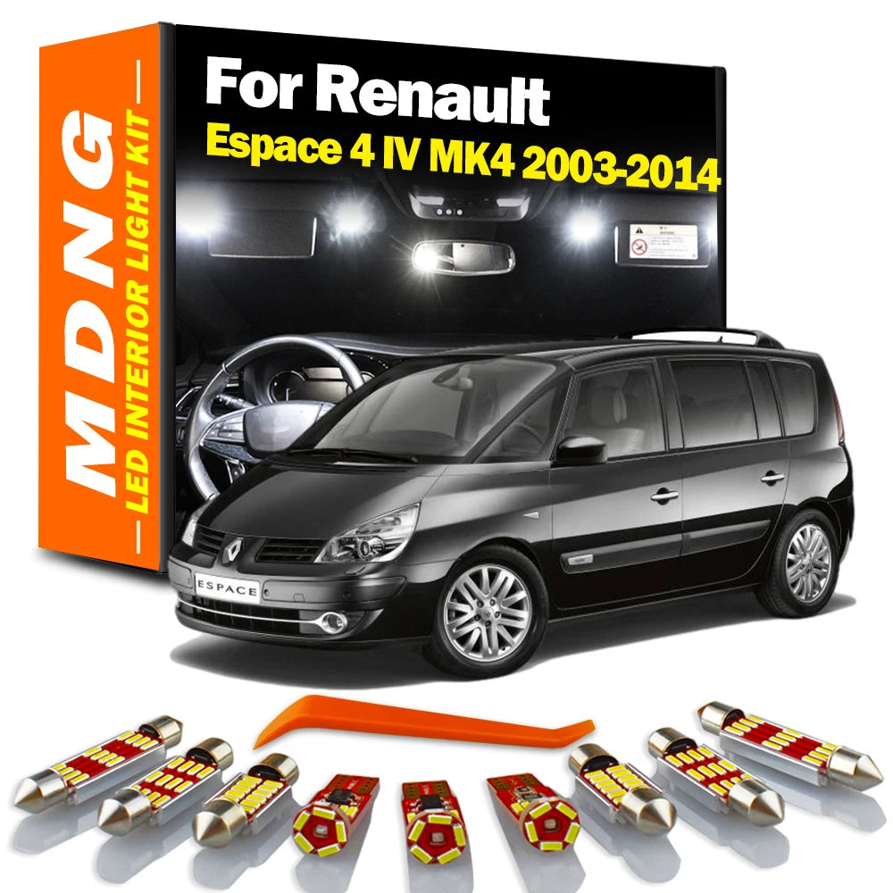 LED Interior Light Kit for Renault Espace 4 IV MK4 2003-2011 - Canbus Dome Map Door Trunk Bulbs | AUTOKITSHOP