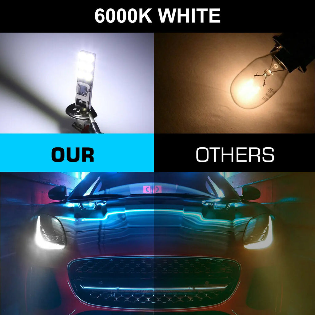 H1 H3 LED Bulbs 7200LM 6000K Super White Car Fog Light Day Night Driving Running Light Lam