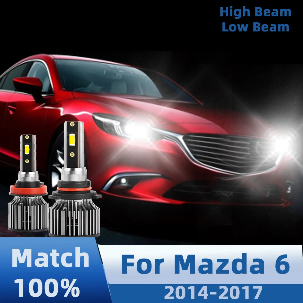 LED Headlight For Mazda 6 2014 2015 2016 2017 Car Lamp 9005 6500K Auto Light H11 Plug&Play