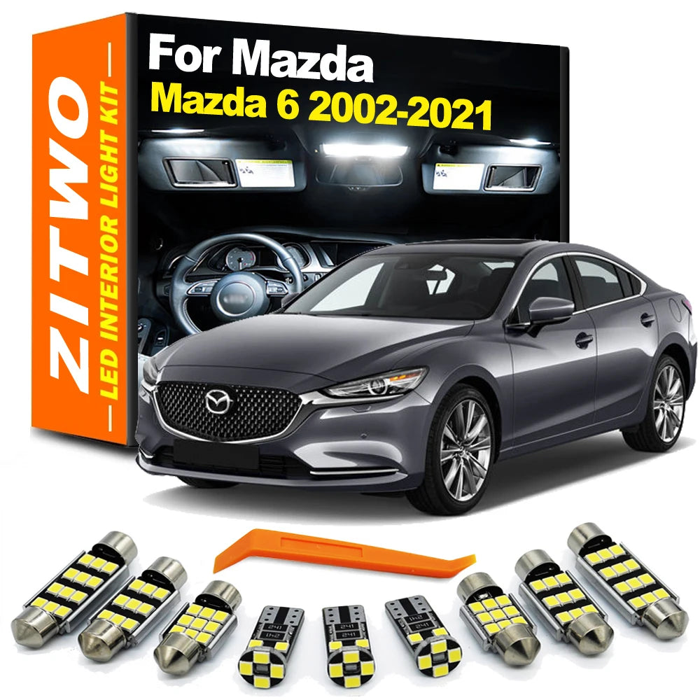 ZITWO Car Accessories LED Interior Dome Map Reading Plate Light Kit For Mazda 6 Mazda6 MK1 MK2 MK3 2002- 2019 2020 2021 2022