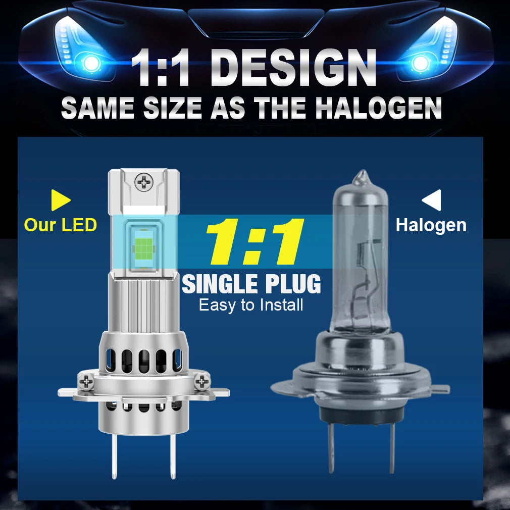 30000LM Mini H7 LED Headlight Bulb Wireless 120W CSP for Car Headlamp Auto Diode Lamps Can