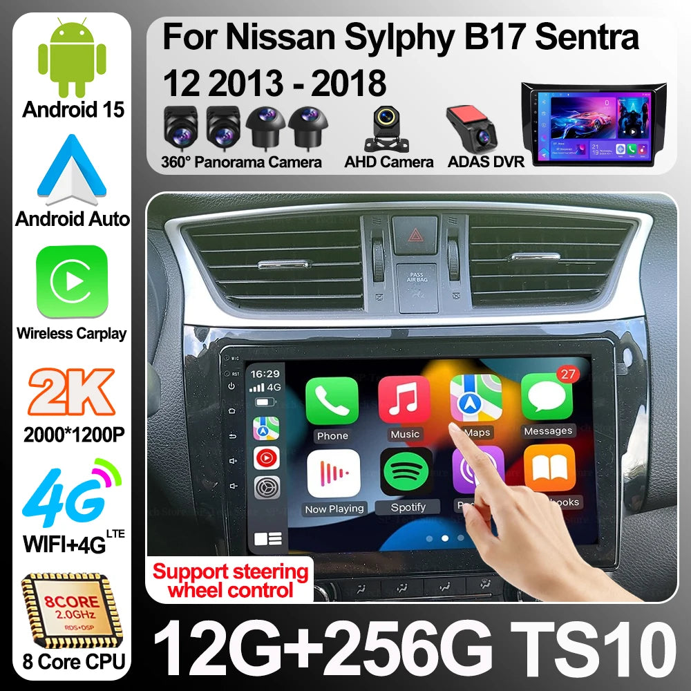 Android 16 For Nissan Sylphy B17 Sentra 12 2013 2014 2015 2016 2017 2018 Car Radio Stereo  | AUTOKITSHOP
