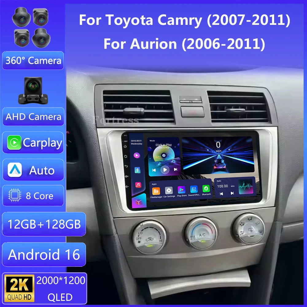Android 16 Car Radio For Toyota Camry XV40 2005 - 2011 Head Unit 4G LTE 5G WIFI Multimedia