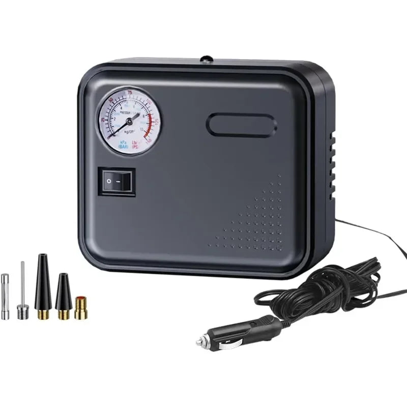 Car Tire Inflator DC 12V Car Air Compressor Auto Air Pump Pointer Type Tire Pressure Display Ele - Automotive LED Light