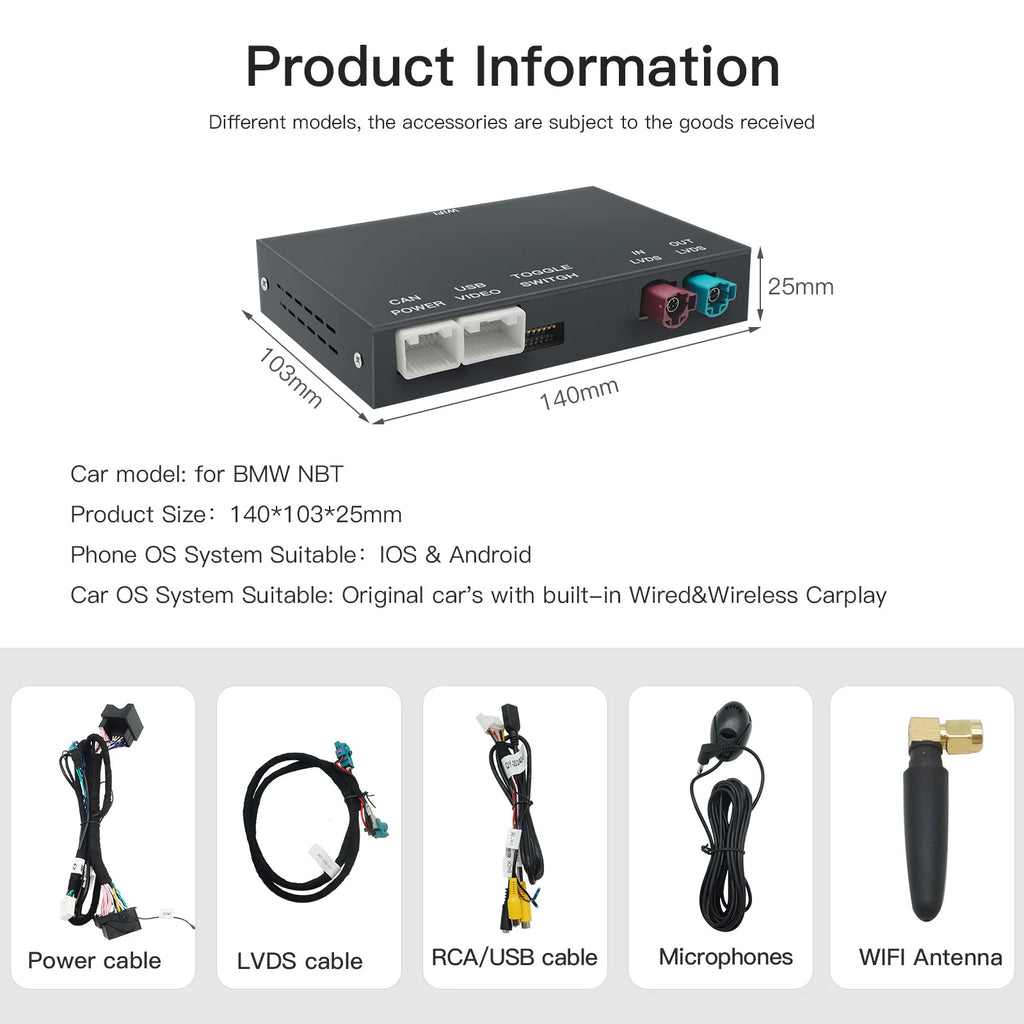 Wireless CarPlay Android Auto for Mini R55 R56 R57 R58 R60 R61 F54 F55 F56 Clubman Country
