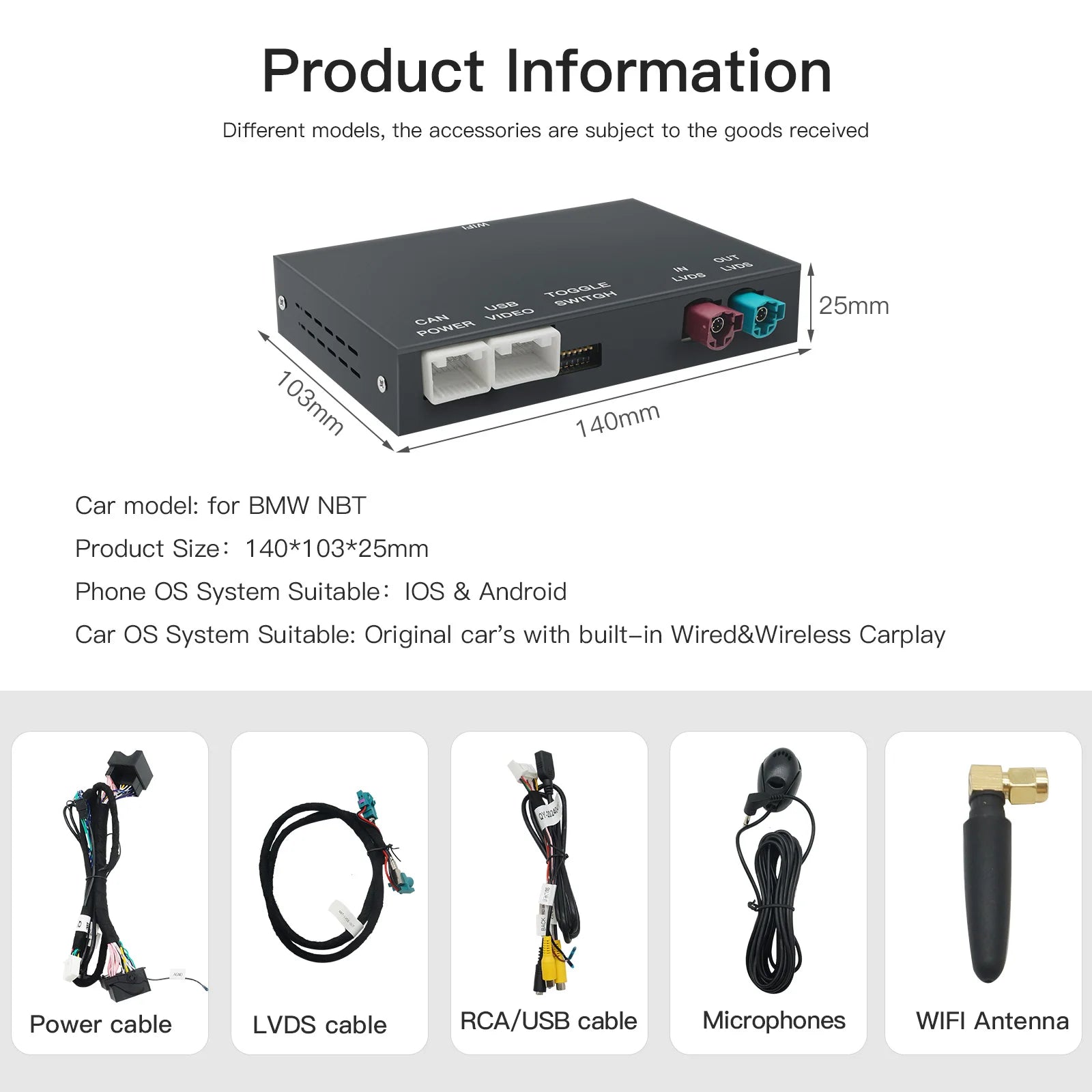 Wireless CarPlay Android Auto for Mini R55 R56 R57 R58 R60 R61 F54 F55 F56 Clubman Country