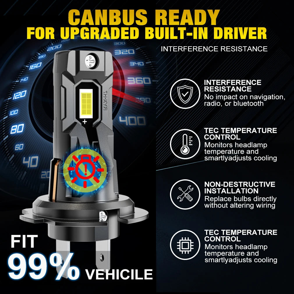 XSTORM H7 Led Lights for Car 30000LM LED H7 Headlight Canbus Auto Lamp 120W 7035 CSP Headl