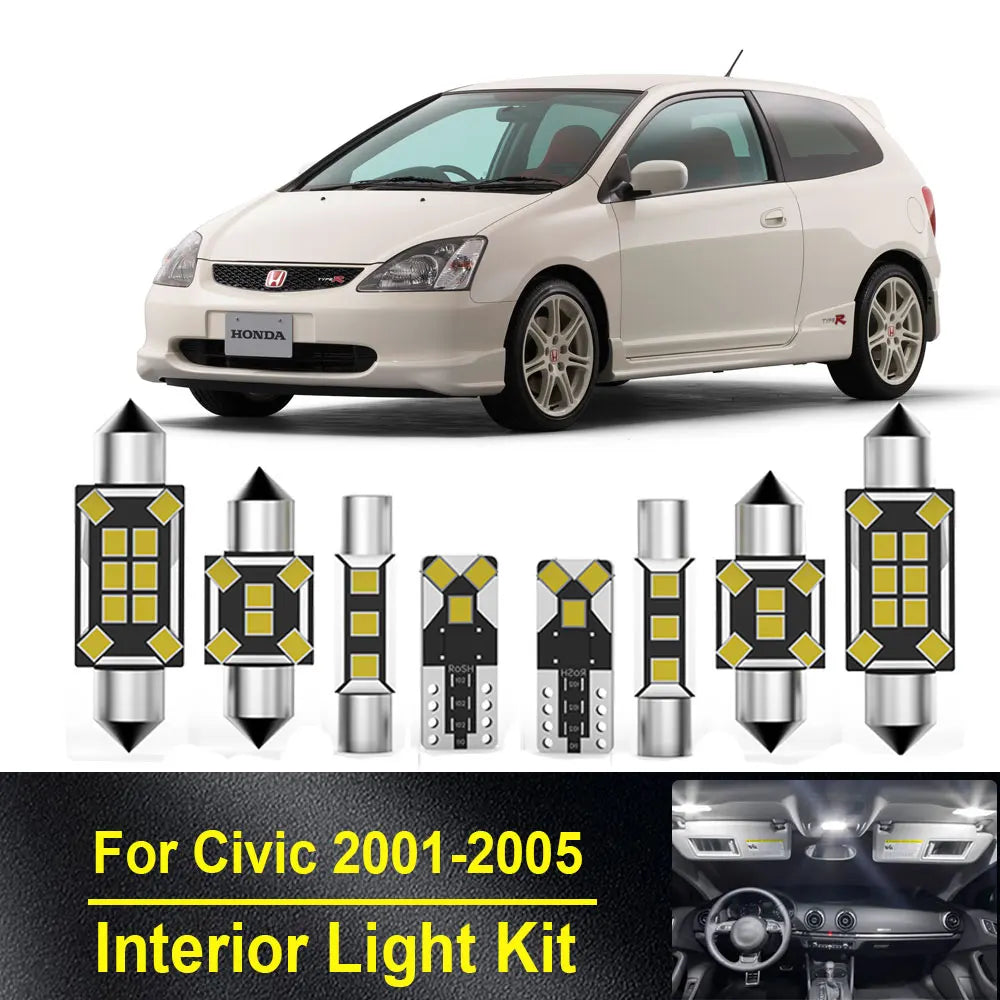 8-Piece LED Interior Light Kit for Honda Civic 7 VII MK7 7th Gen - Canbus Error-Free Bulbs | AUTOKITSHOP