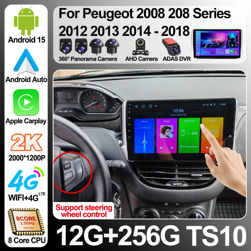 Android Gps Car Radio For Peugeot 2008 208 Series 2012 2013 2014 - 2018 Gps Multimedia Vid | AUTOKITSHOP