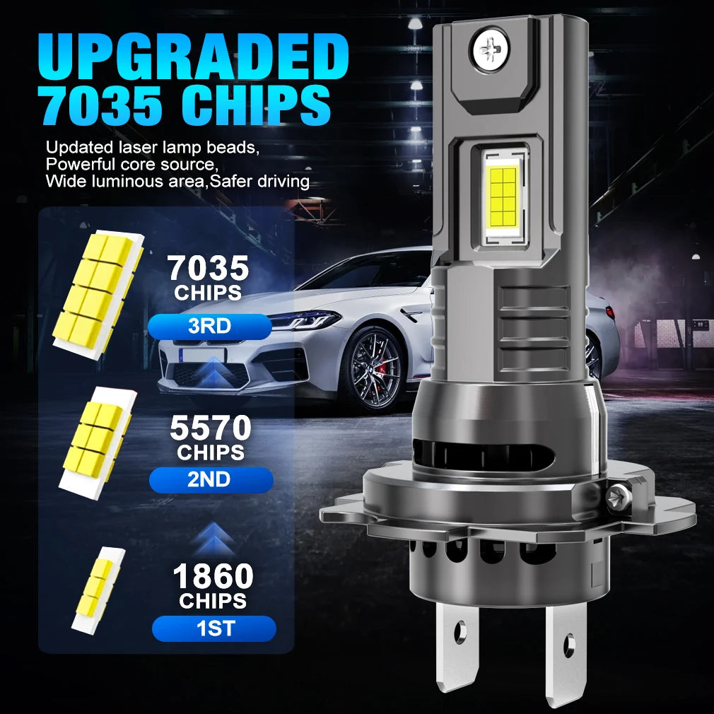 H7 Canbus LED Headlight Bulb 6500K Plug&Play H7 LED Lamp Mini Wireless 80W 25000LM CSP for