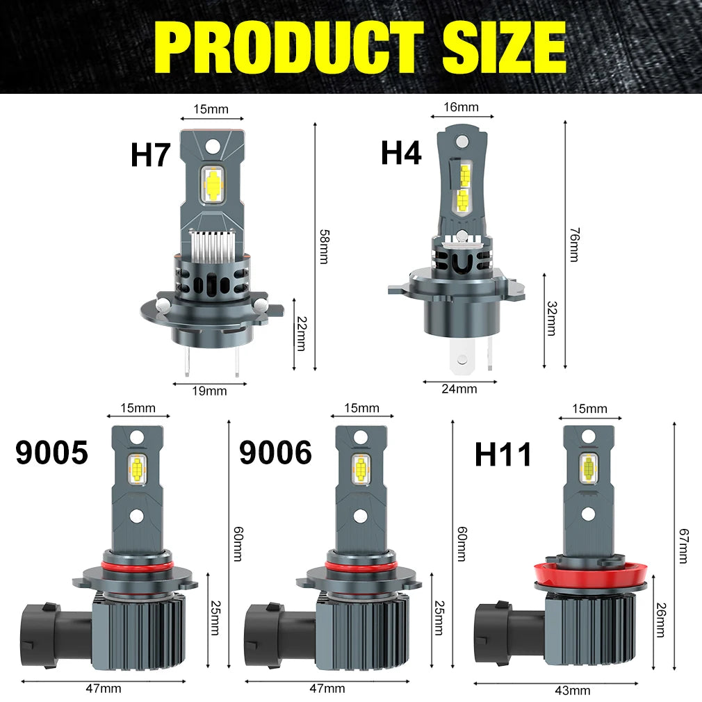 XSTORM H7 LED Canbus 1000W 60000LM LED Headlight for Car With Fan Lamp Bulb Auto Turbo Lig