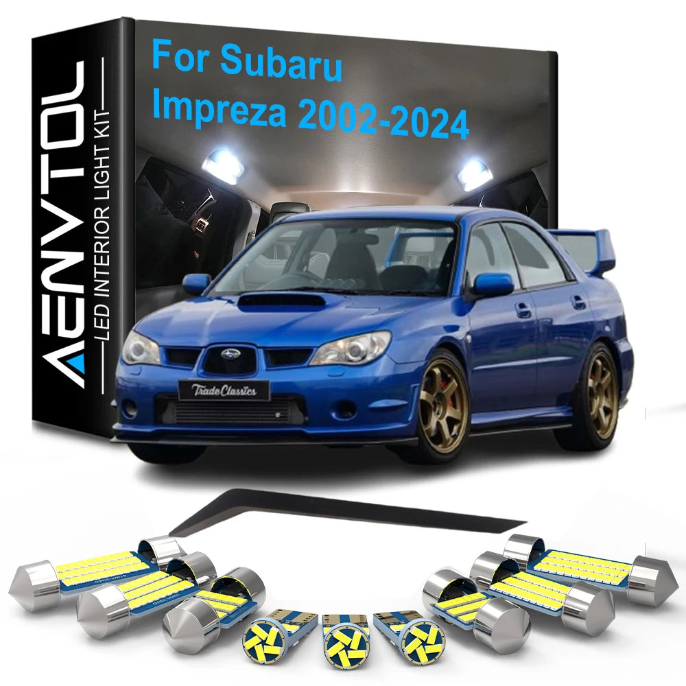 8-Piece LED Interior Light Kit for Subaru Impreza WRX STI Hybrid Hatchback 2002-2024 - Canbus Dome Map Door Trunk Bul...