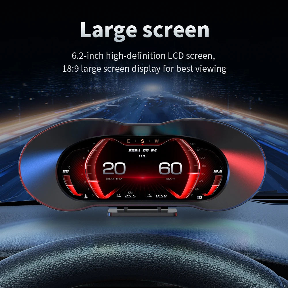 AD Car HUD GPS OBD2 P5 Speedometer Speed Head Up Display Inclinometer Digital Over Speed Alarm F - Automotive LED Light
