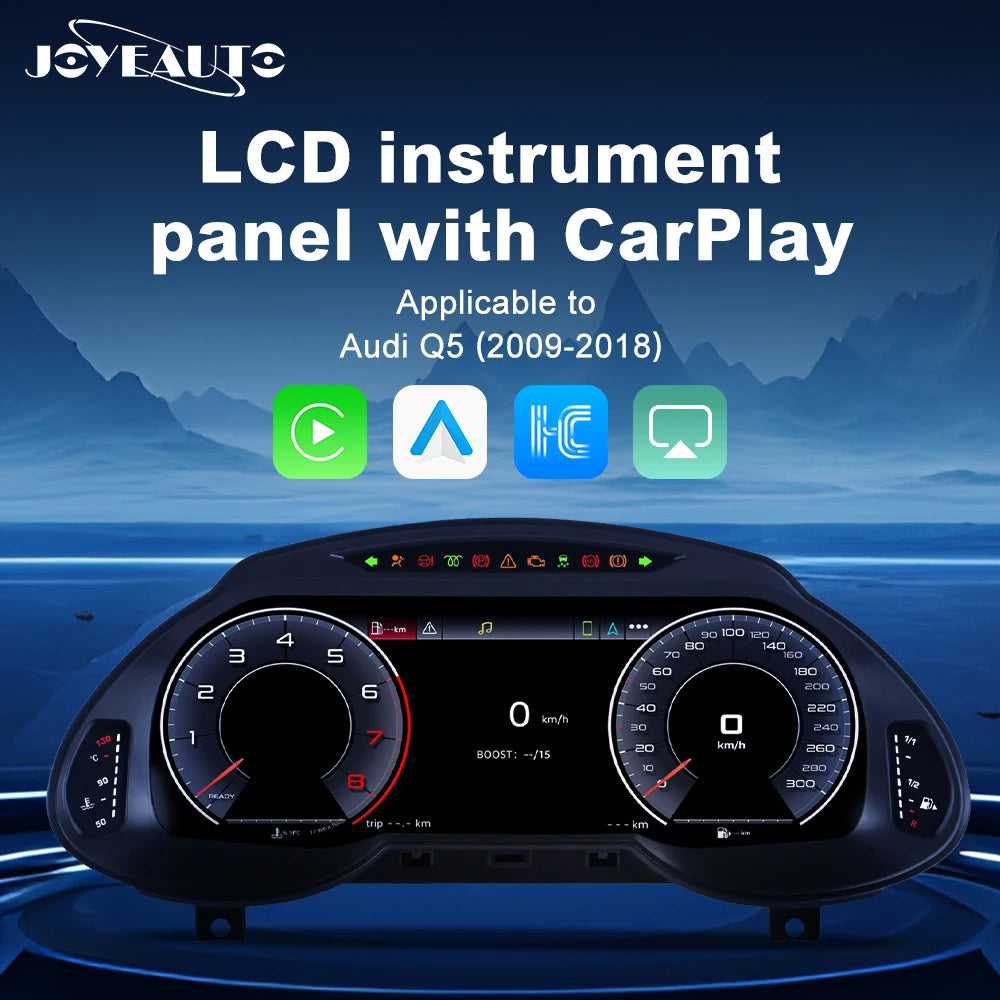 12.3" Car Digital Instrument Panel for 2009-2018 Audi Q5 Dashboard Odometer Speedometer Virtual Cluster - CarPlay Androi