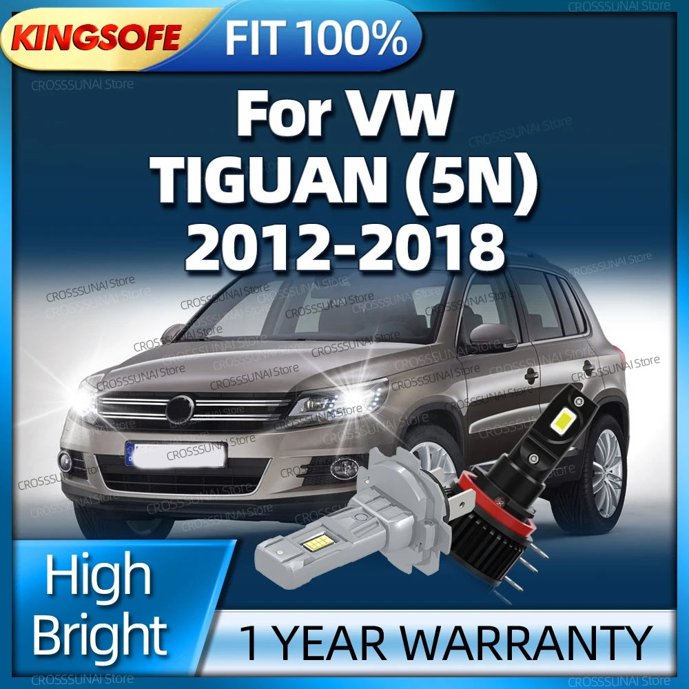 2/4Pcs 30000LM Powerful LED Headlight Bulb Wireless Car Lights 6000K For VW TIGUAN 5N 2012