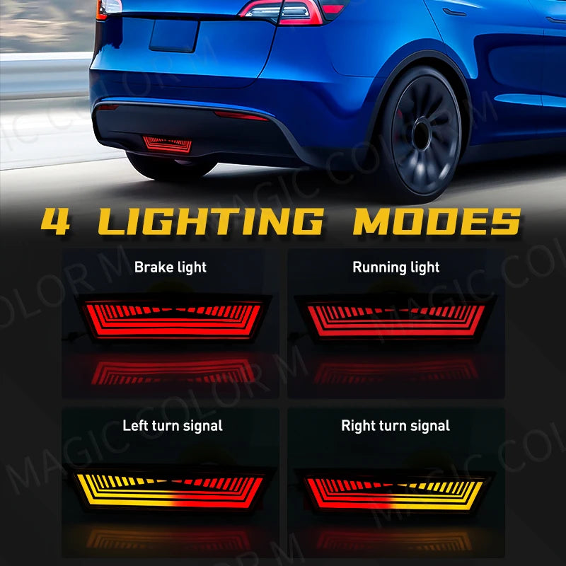 For Tesla Model Y 2019 2020 2021 2022 3-in-1 Functions Rear Running Light Brake Dynamic Ye | AUTOKITSHOP