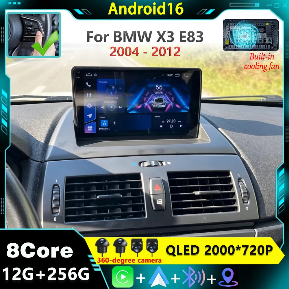 Carplay Android 16 For BMW X3 E83 2004 2005 2006 2007 2008 2009 - 2012 Car Radio Multimedi