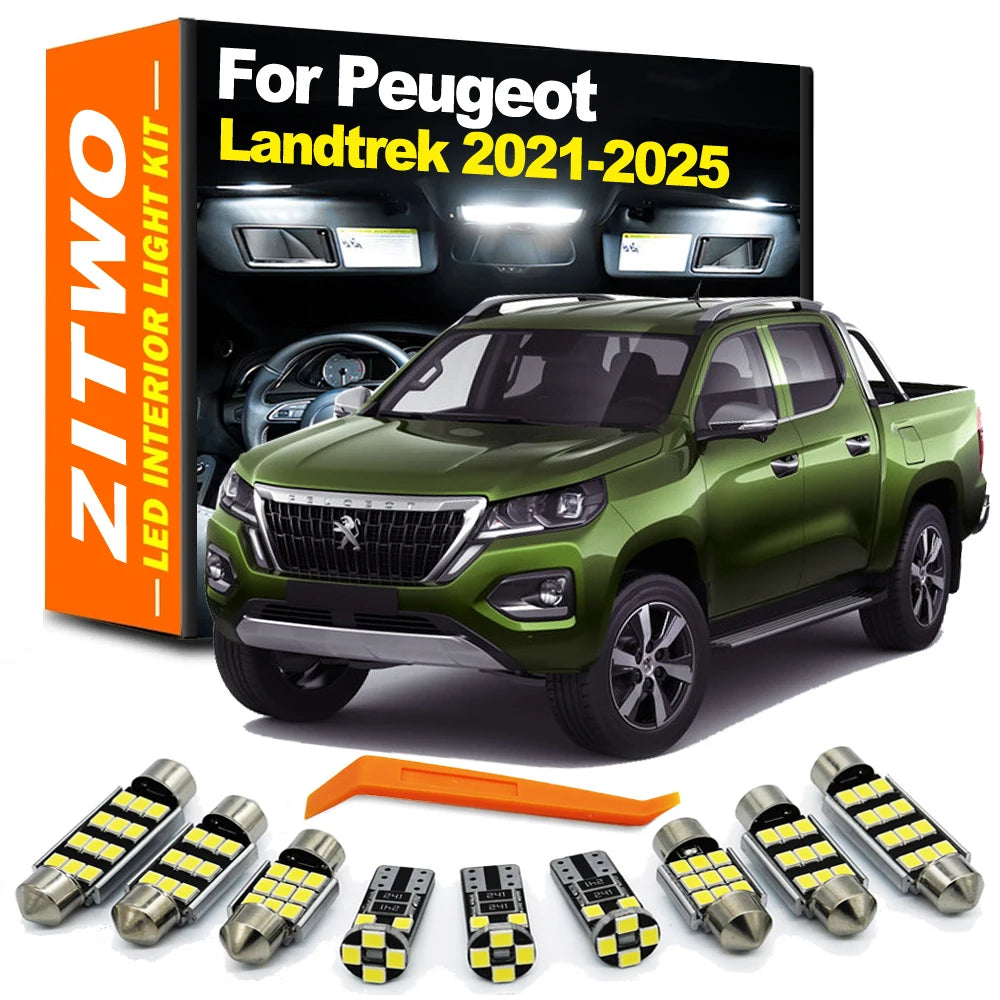 ZITWO 6Pcs LED Interior Dome Reading Light License Plate Bulb Kit For Peugeot Landtrek 2021 2022 2023 2024 2025 Accessories