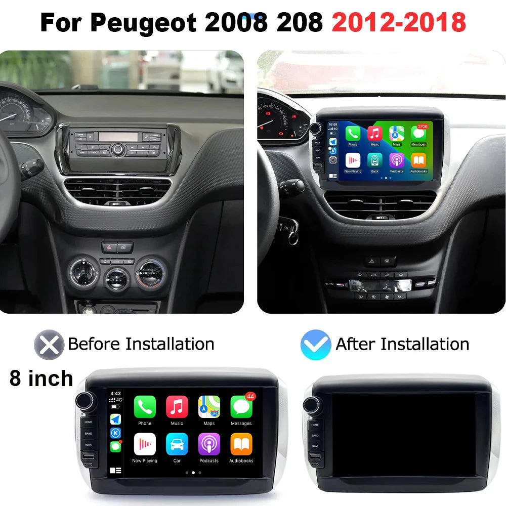 Android 16 Auto For Peugeot 2008 208 2012-2018 Car Radio Multimedia Video Player GPS Navig