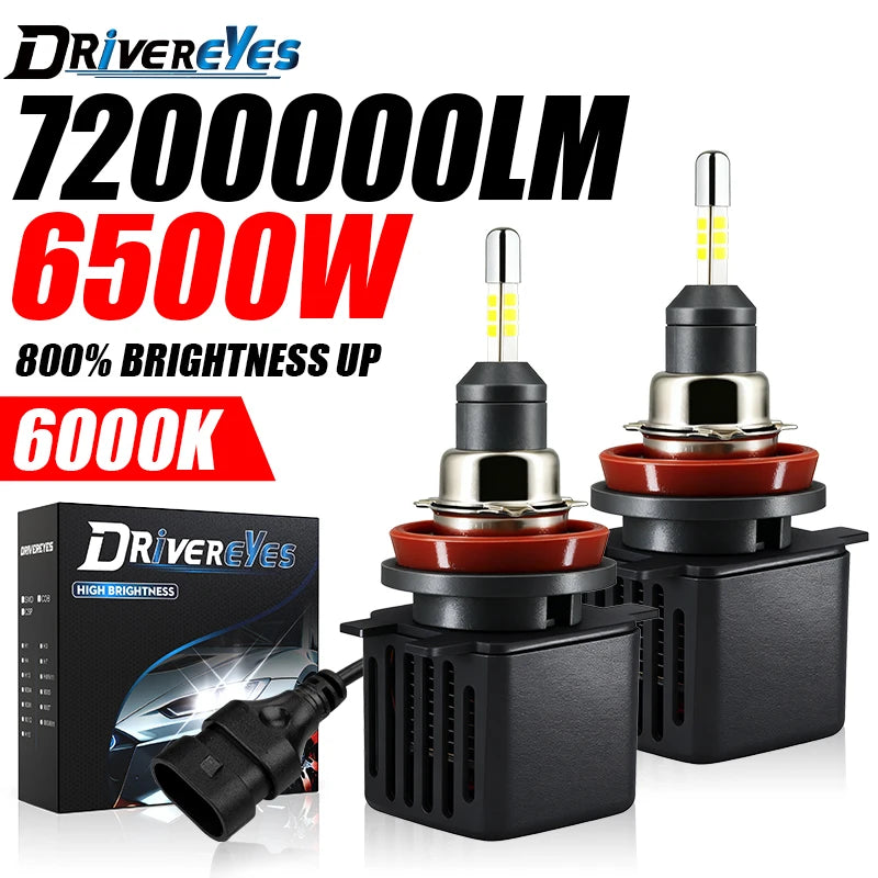6500W H4 H7 LED Canbus 4 Sides CSP Chip H1 9005 HB3 9006 HB4 H11 H8 H9 Bulb Car Turbo Fog