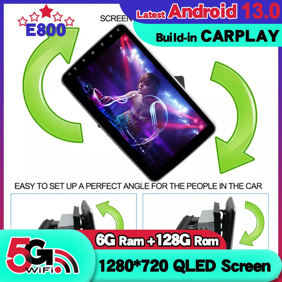 Android IPS Touch Screen Rotatable 1 Din Universal Car Radio Auto Stereo Audio GPS Navigat