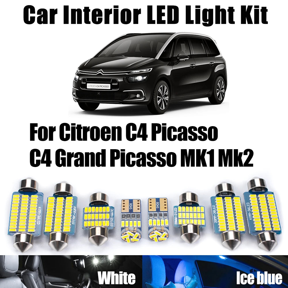 LED Interior Light Kit for Citroen C4 Picasso For C4 Grand Picasso MK1 Mk2 Car Accessories LED Interior Dome Ceiling ...