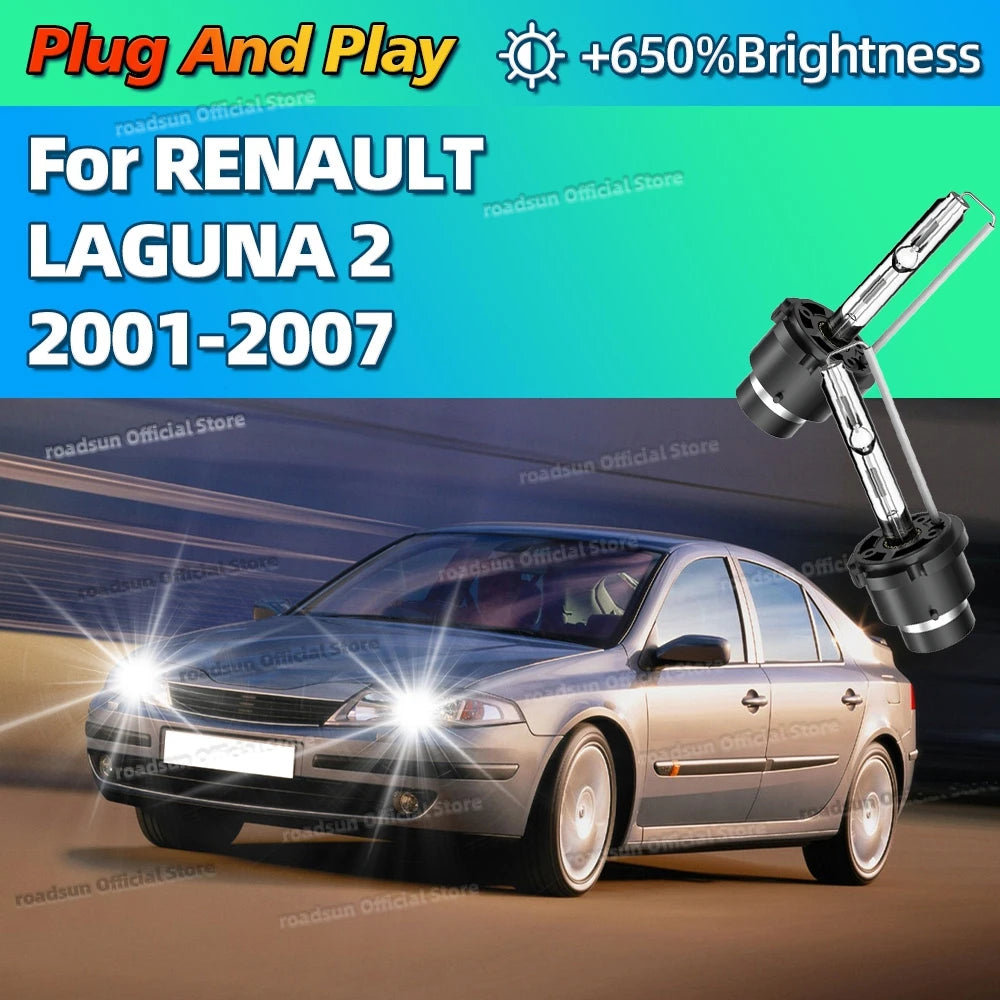 Xenon 35W 6000K White Car HID Headlight Replace D2S Light Bulbs For RENAULT LAGUNA 2 2001-