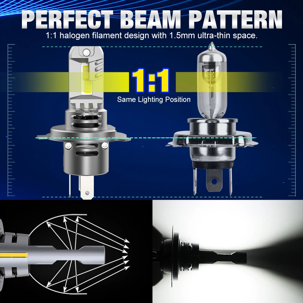 H4 LED Motorcycle Headlight Bulbs Hi Lo Beam Moto Lights For Yamaha Kawasaki Suzuki H4 LED
