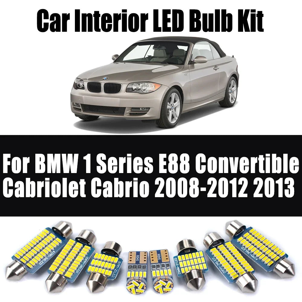 13-Piece LED Interior Light Kit for BMW 1 Series E88 Convertible Cabriolet Cabrio 2008-2013 - Canbus Dome Map Door Tr...